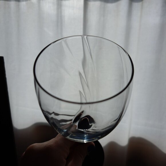 Cristal d'Arques Astra Goblet Black Stem Swirl Optic Clear Bowl Vintage France - Picture 12 of 13